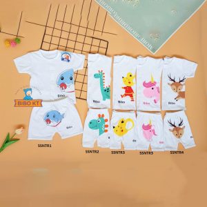 Bộ sơ sinh cài nút tay ngắn quần ngắn